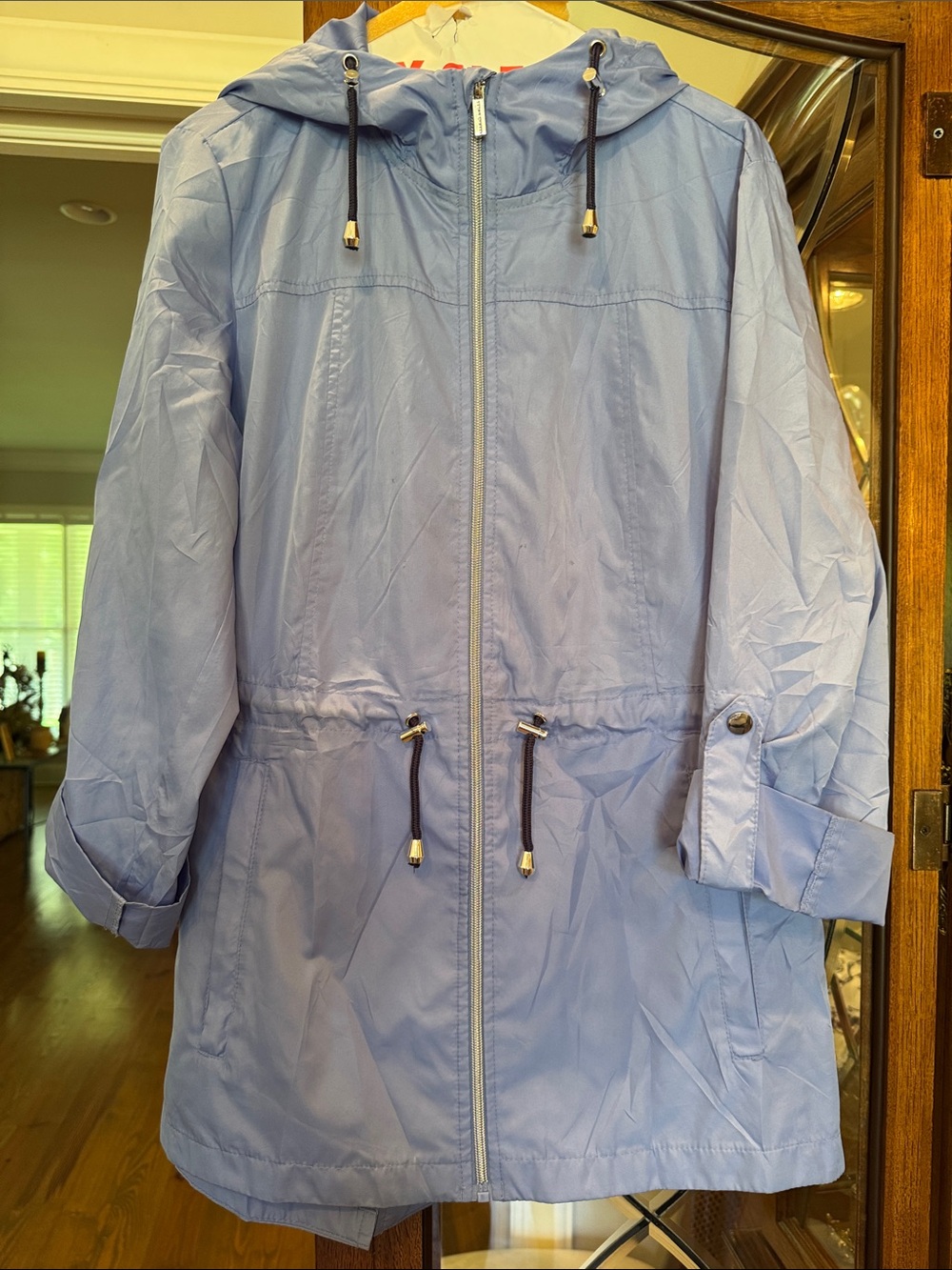 Susan Graver Light Blue Hooded Anorak Jacket S
